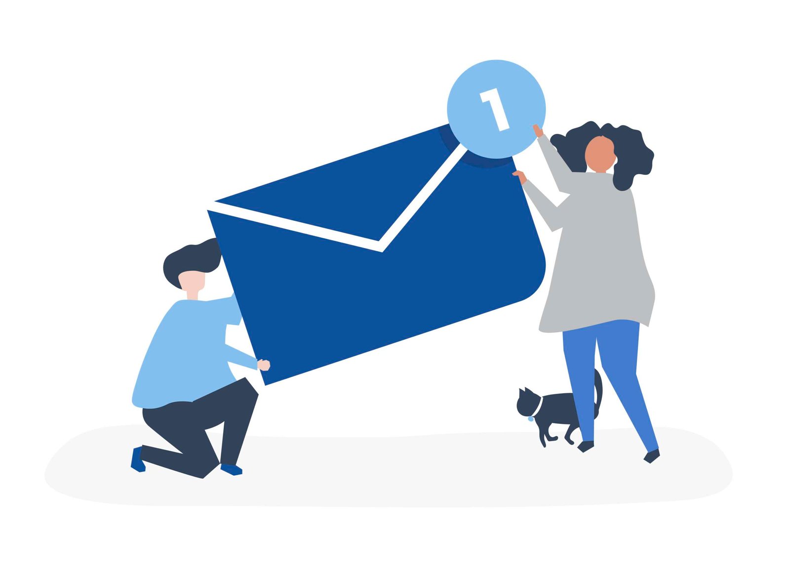 Character of a couple holding a new message illustration