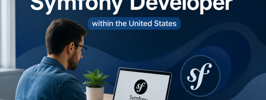 Symfony developer working on a laptop 